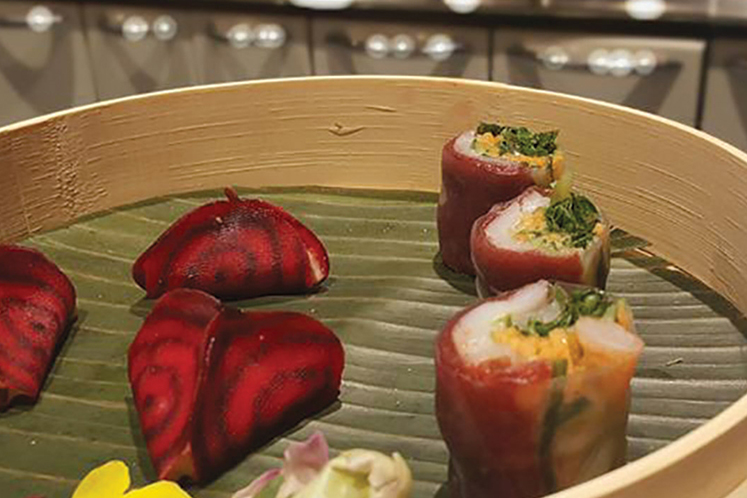 Verse Vietnamese loempia met dim sum van hertenlever