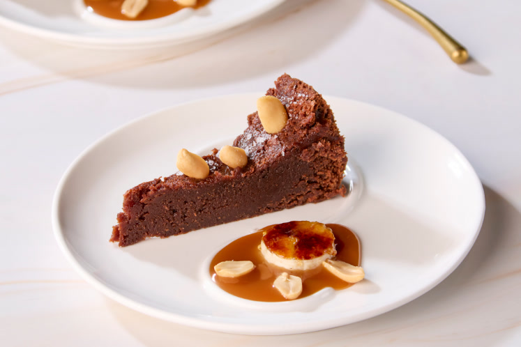 Chocoladetaart, fleur de sel en gezouten karamel