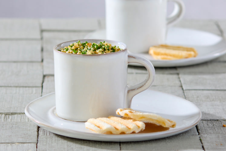 Aspergesalade en beurre noisette crouton