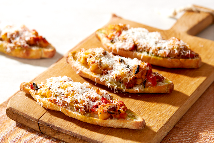 Italian bruschetta met gratinstukjes