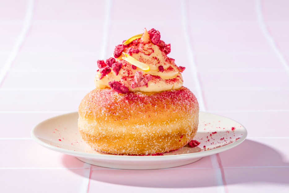 Donut custard & framboos bun