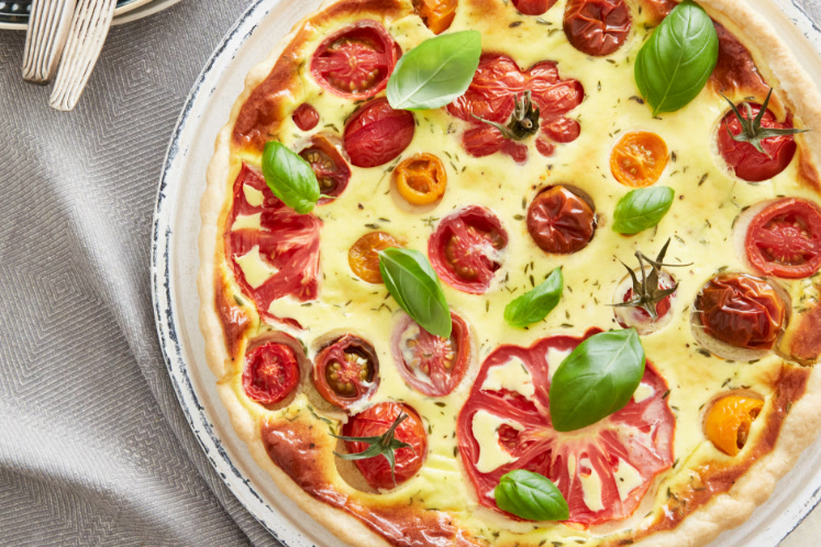 Quiche met bonte tomaten