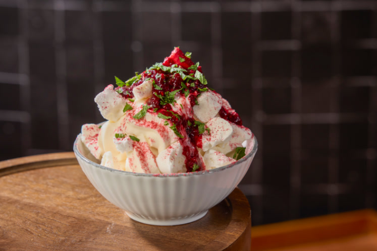 Raspberry Meringue soft serve