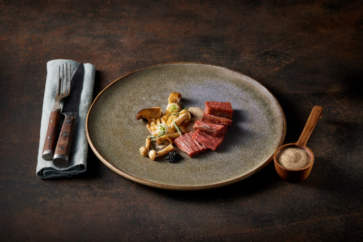 Redefine Runderbavette met bospaddenstoelen