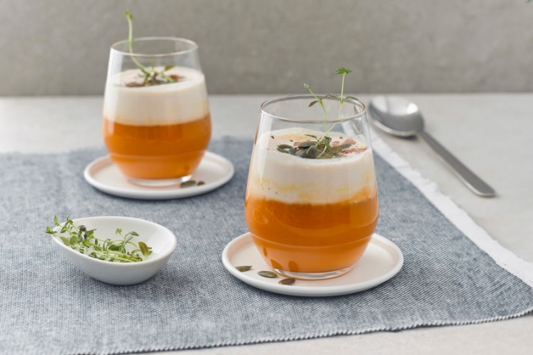 Risso pompoensoep met truffelschuim