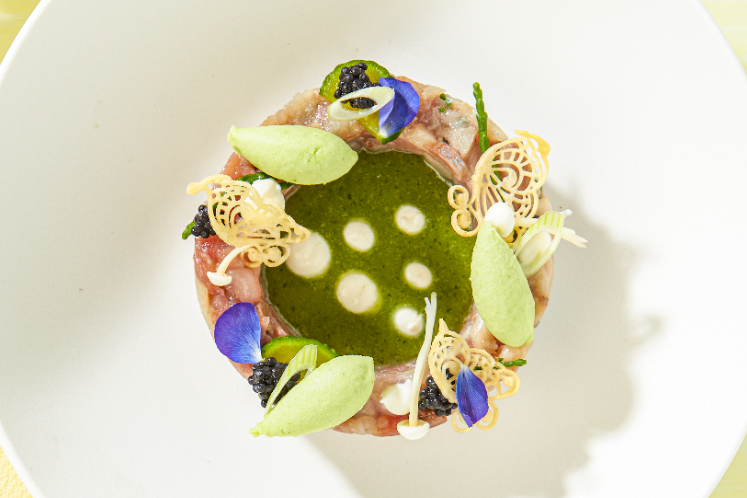 Tartaar van haring met komkommersorbet