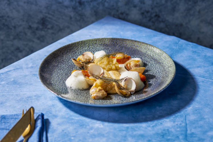 Tongfilet met venkel, schelpdieren en wortel