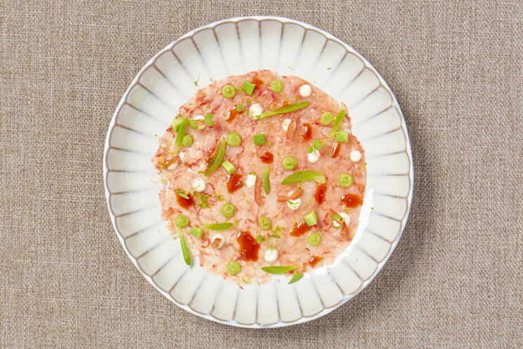 Gambero rosso carpaccio zeebanaan