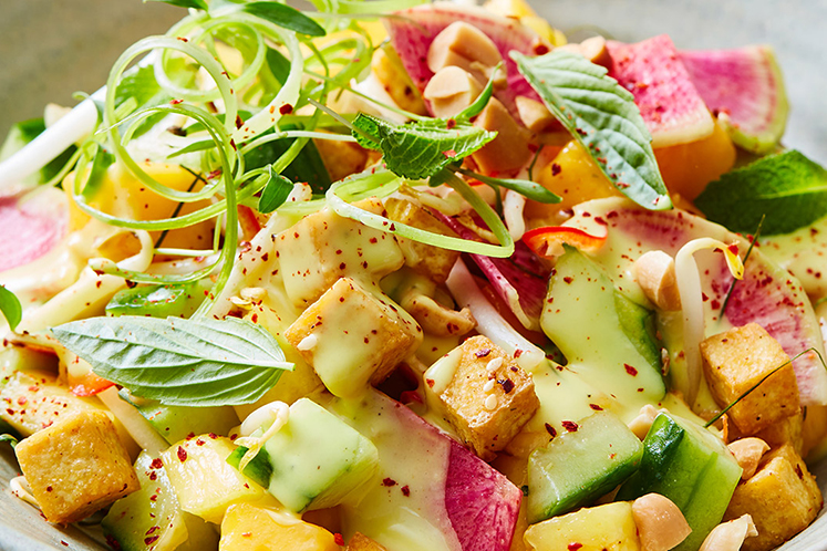 Maleisische fruitsalade met tofu