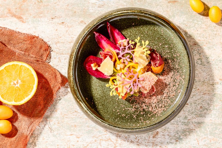 Najaarssalade met roodlof, kumquats en sinaasappel