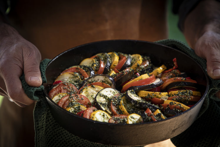 Gestoofde ratatouille van de Big Green Egg